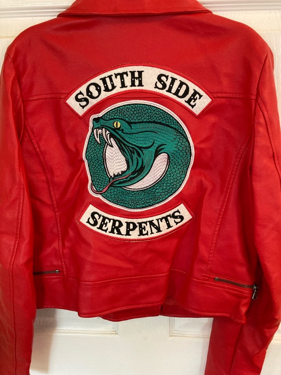 Riverdale Jackets & Blazers - South Side Serpents Red Faux Leather Moto Jacket Patch